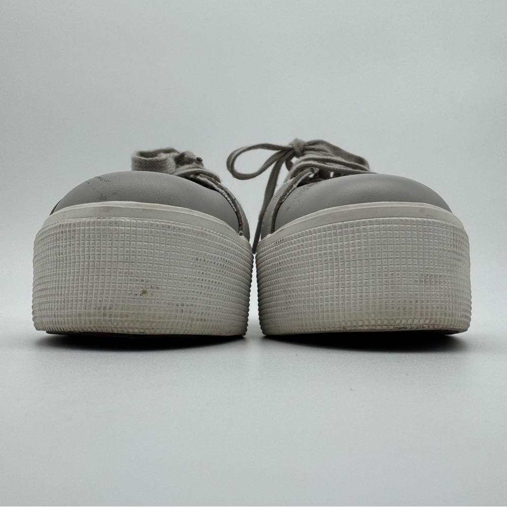 Superga Gray Leather Platform Sneaker Size 7 - Picture 2 of 12